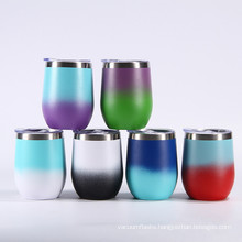 12oz Eggshell Cup Wine Tumbler Advanced Vacuum Stainless Steel U-shaped Egg-shaped Gradient Color Mug Customized